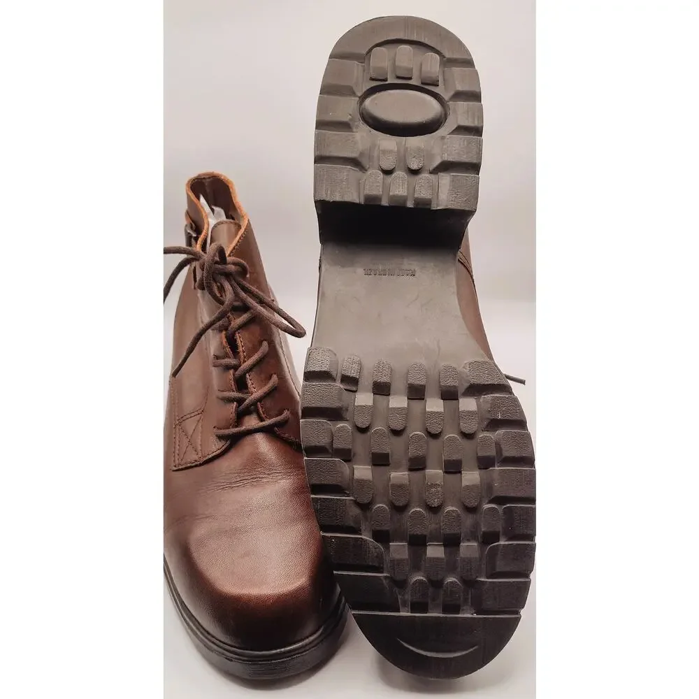 Nicole Club Valerie Brown Leather Lace Up Ankle Booties 10M
